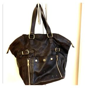 Authentic YSL Downtown Sac leather tote dark brown